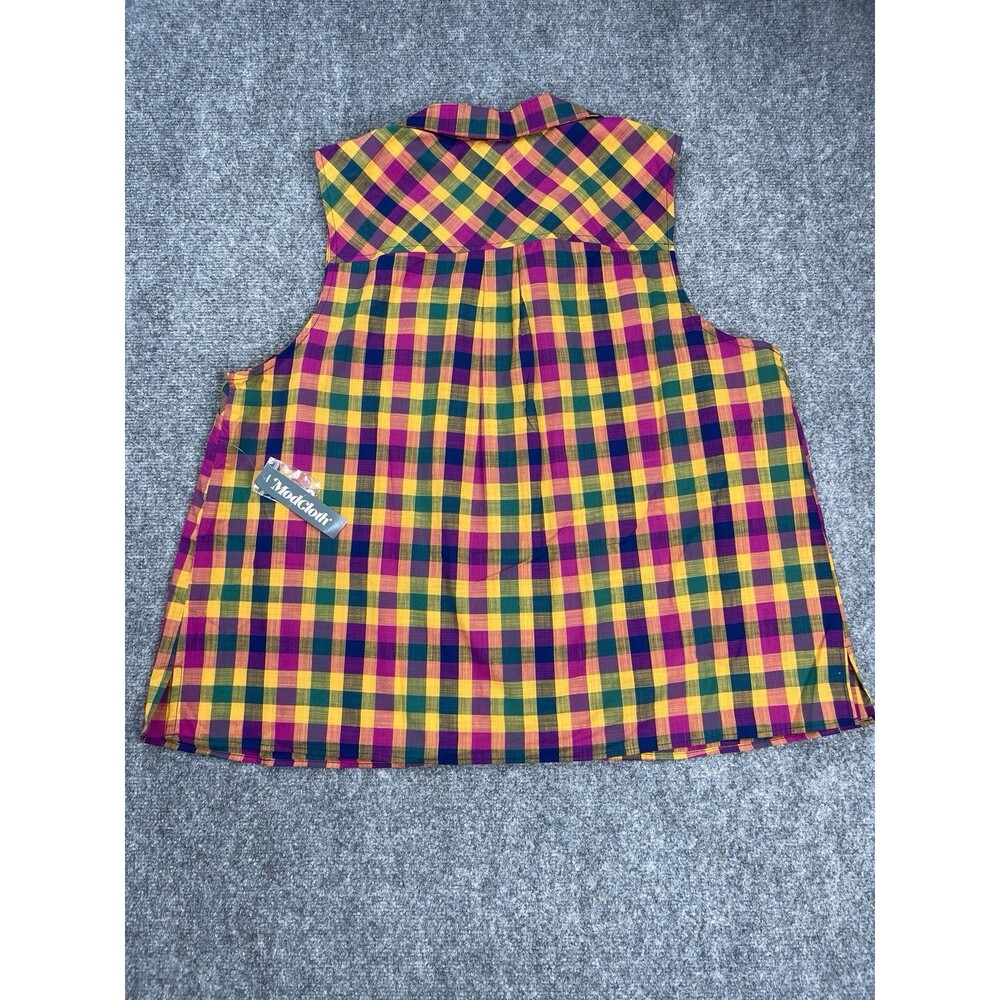 ModCloth Sleeveless Top Womens 2X Button Front Plaid Cotton NEW W Tags - Picture 2 of 10